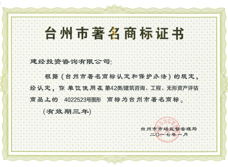 臺州市著名商標(biāo)